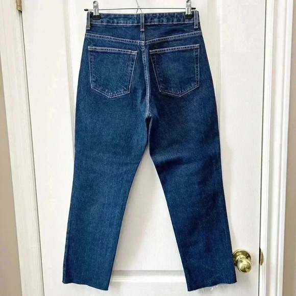 Topshop Straight Leg Jeans High Rise Ankle Crop Dark Blue Denim Size 26 - Picture 5 of 15